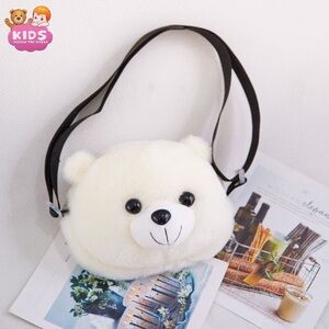 Bear Plush Strap Crossbody Bag in White